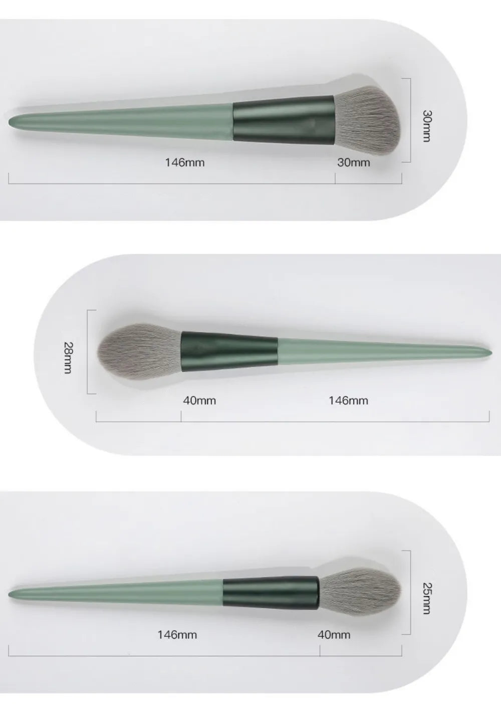 13Pcs Makeup Brush Set - Brush length - Contour brush, blush brush, highlight brush