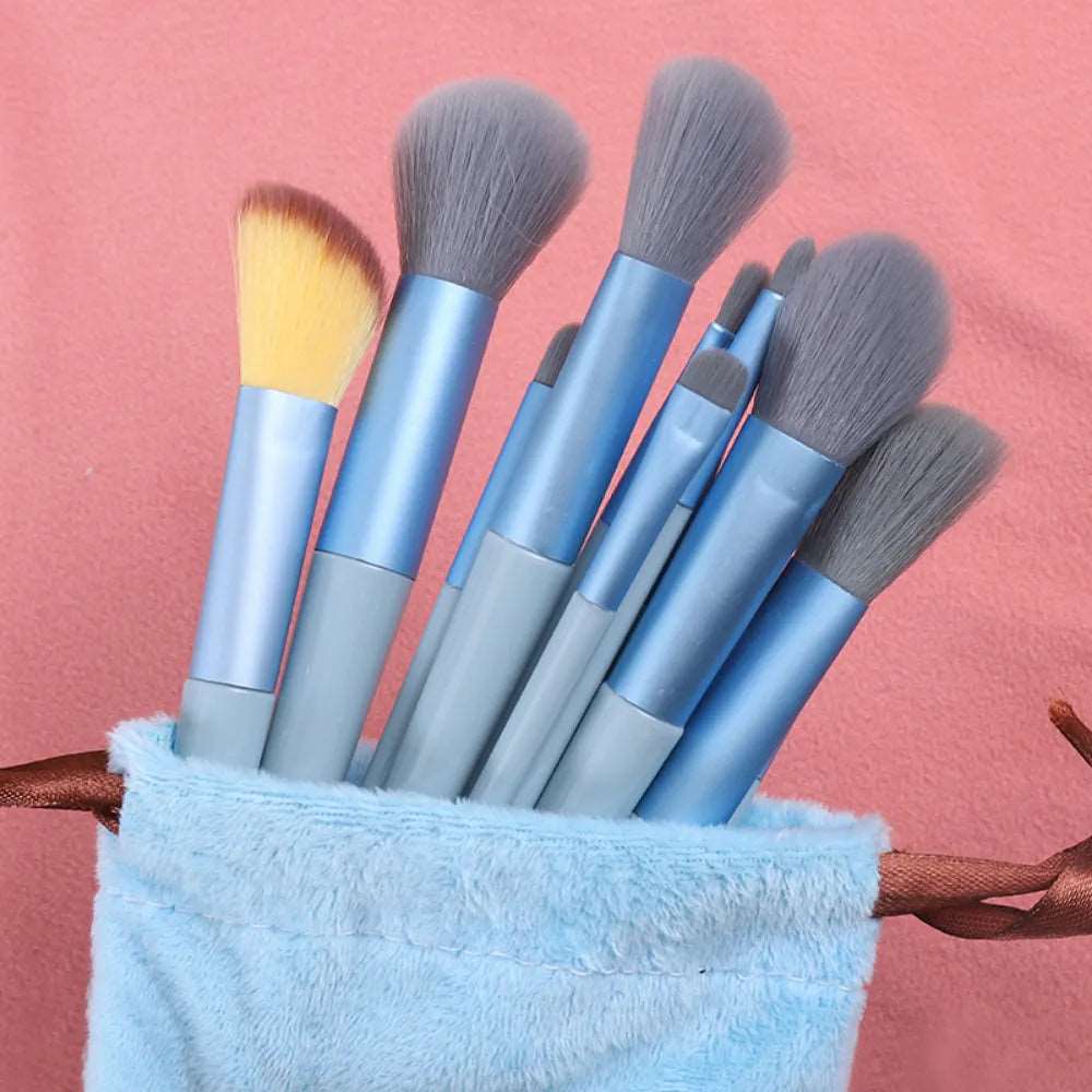 13Pcs Makeup Brush Set - Blue with bag