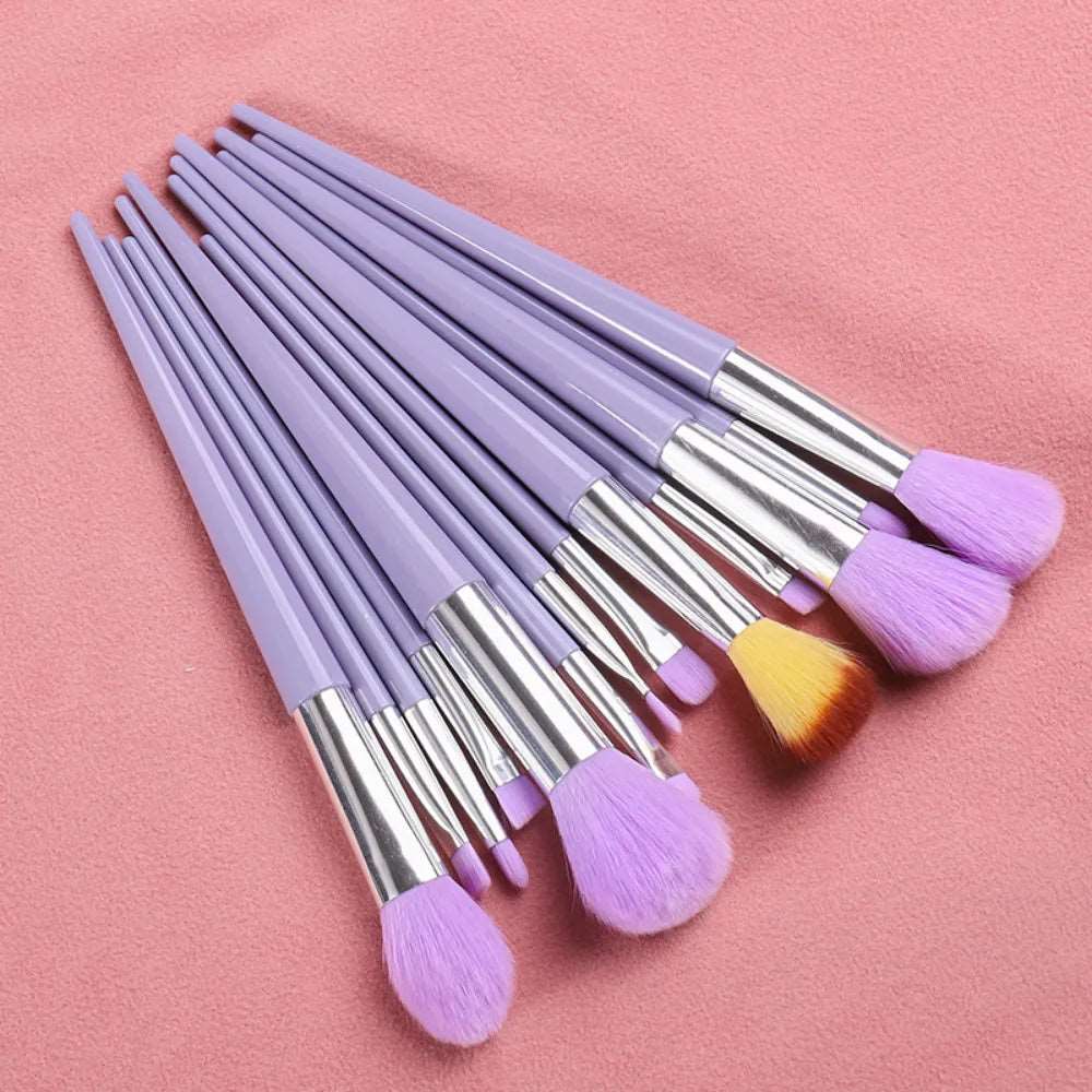 13Pcs Makeup Brush Set - Purple without bag