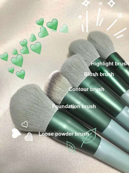 13Pcs Makeup Brush Set - Loose powder brush, foundation brush, contour brush, blush brush, highlight brush